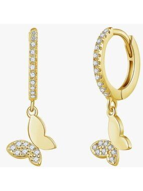 18 K gold plated Small Butterfly Hoop Earrings